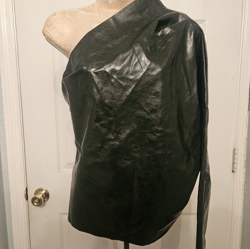 Faux Leather One Shoulder Top